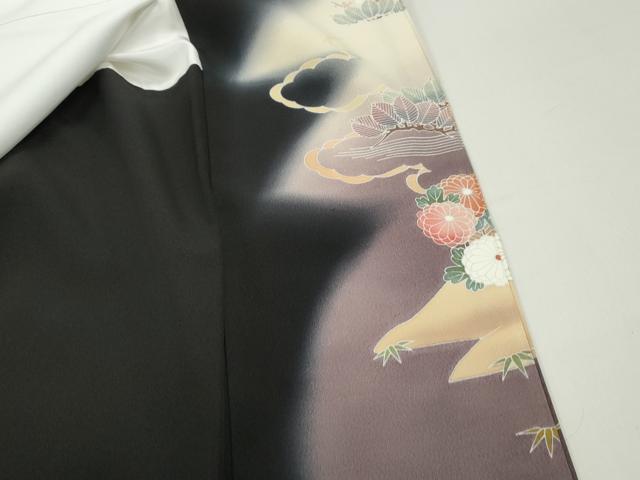平和屋着物■豪華黒留袖　作家物　駒刺繍　風景花文　暈し染め　金彩　正絹　逸品　DABF4724qa