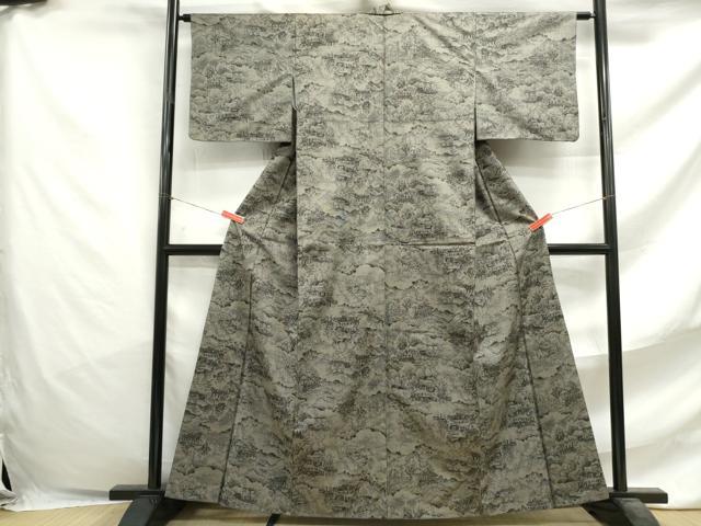 平和屋着物■上質な紬　風景文　正絹　逸品　DABF4725qa