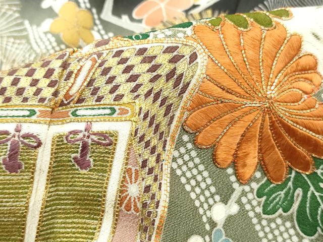平和屋着物■豪華黒留袖 駒刺繍 浜松御所車花文 暈し染め 金彩 正絹 逸品 DABF4733qa