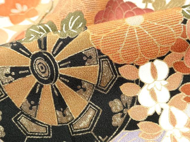 平和屋着物■豪華黒留袖 立波花車文 暈し染め 金彩 正絹 逸品 DABF4734qa