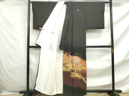 平和屋着物■豪華黒留袖 刺繍 宝尽くし几帳花文 暈し染め 金糸 金彩 正絹 逸品 DABF4738qa