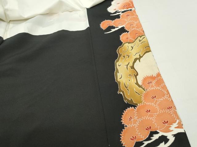 平和屋着物■豪華黒留袖 駒刺繍 孔雀花文 金彩 正絹 逸品 DABF4739qa