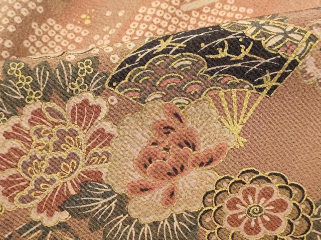 平和屋着物■上質な小紋 流水扇面花文 金彩 正絹 逸品 DABF4742qa