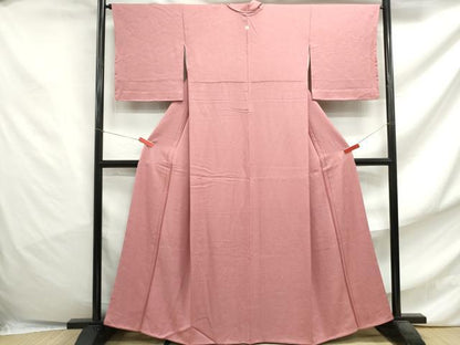 平和屋着物■上質な色無地 草花地紋 退紅色 正絹 逸品 DABF4747qa