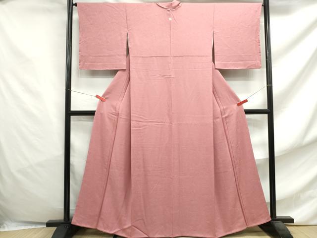 平和屋着物■上質な色無地 草花地紋 退紅色 正絹 逸品 DABF4747qa