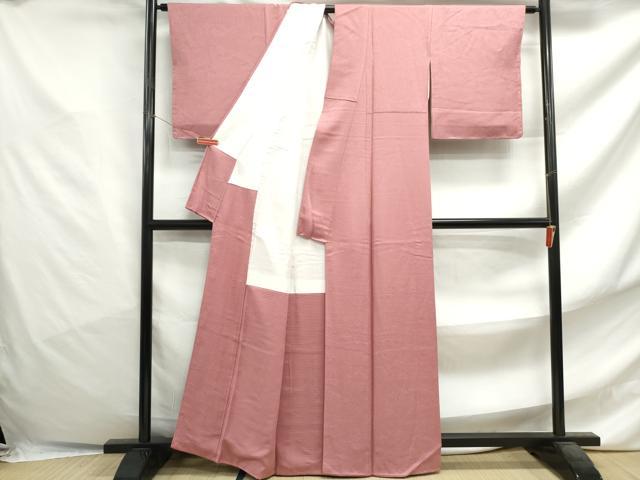 平和屋着物■上質な色無地 草花地紋 退紅色 正絹 逸品 DABF4747qa