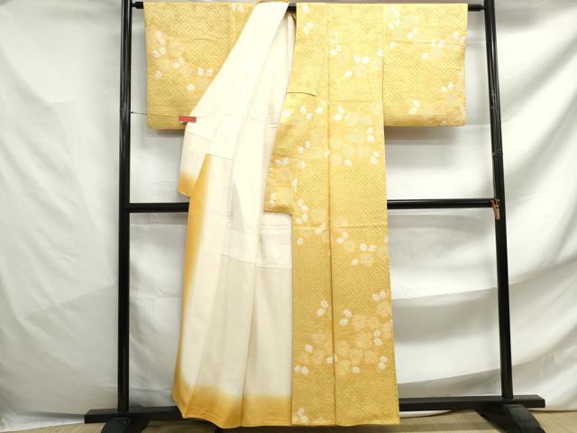 平和屋着物■上質な小紋 総絞り 舞花文 正絹 逸品 DABF4751qa
