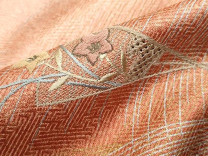平和屋着物■中国三大刺繍 スワトウ刺繍 汕頭刺繍 訪問着 扇面花文 暈し染め 金銀彩 正絹 逸品 DABF4753qa