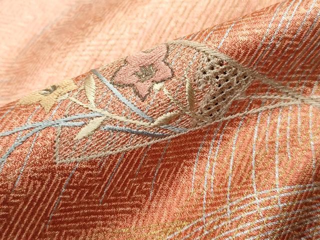 平和屋着物■中国三大刺繍 スワトウ刺繍 汕頭刺繍 訪問着 扇面花文 暈し染め 金銀彩 正絹 逸品 DABF4753qa