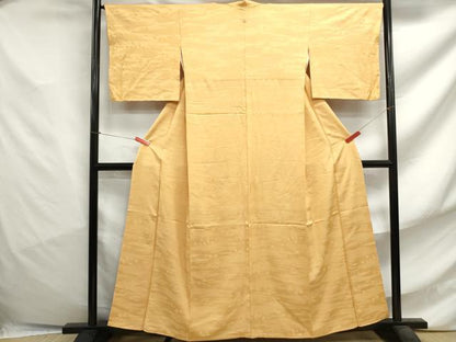 平和屋着物■上質な色無地 笹花地紋 萱草色 正絹 逸品 DABF4754qa