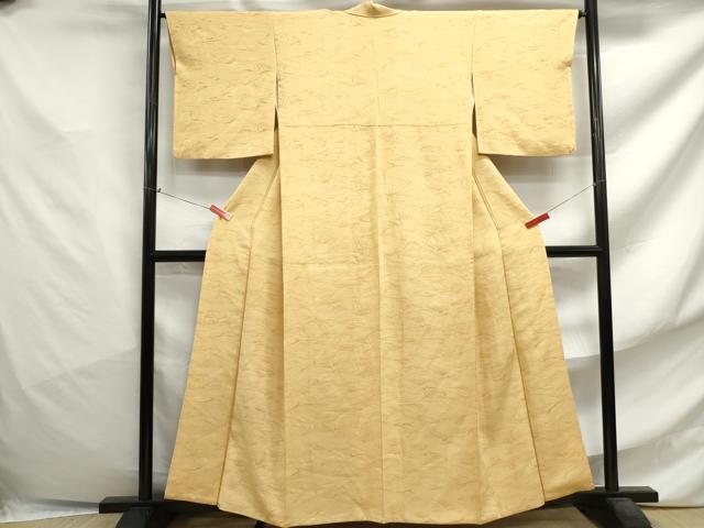 平和屋着物■上質な色無地 立波地紋 花葉色 正絹 逸品 DABF4756qa