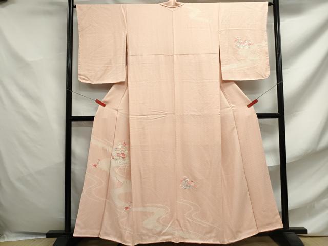 平和屋着物■訪問着 駒刺繍 絞り 檜扇花文 正絹 逸品 DABF4760qa