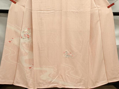 平和屋着物■訪問着 駒刺繍 絞り 檜扇花文 正絹 逸品 DABF4760qa