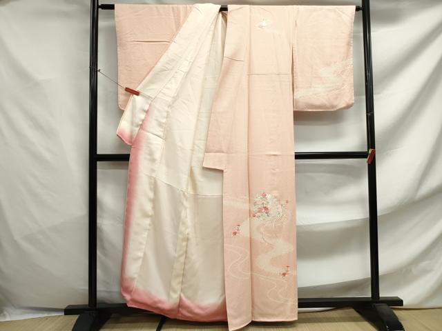 平和屋着物■訪問着 駒刺繍 絞り 檜扇花文 正絹 逸品 DABF4760qa