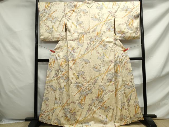 平和屋着物■上質な小紋 扇面枝桜文 金彩 鈴乃屋扱い 正絹 逸品 DABF4762qa