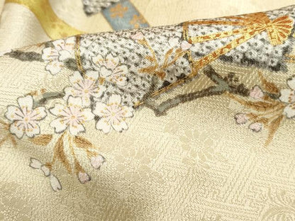平和屋着物■上質な小紋 扇面枝桜文 金彩 鈴乃屋扱い 正絹 逸品 DABF4762qa