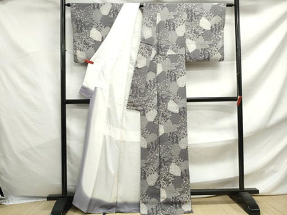 平和屋着物■上質な小紋 切嵌更紗花文 正絹 逸品 DABF4764qa