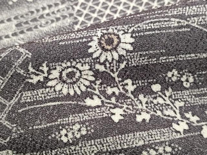 平和屋着物■上質な小紋 切嵌更紗花文 正絹 逸品 DABF4764qa