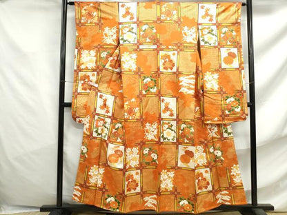 平和屋着物■豪華振袖 駒刺繍 天井花丸文 金通し地 金彩 正絹 逸品 DABF4769qa
