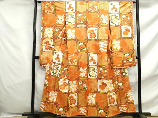 平和屋着物■豪華振袖 駒刺繍 天井花丸文 金通し地 金彩 正絹 逸品 DABF4769qa