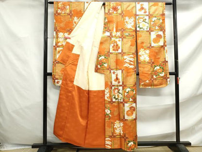 平和屋着物■豪華振袖 駒刺繍 天井花丸文 金通し地 金彩 正絹 逸品 DABF4769qa
