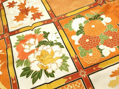 平和屋着物■豪華振袖 駒刺繍 天井花丸文 金通し地 金彩 正絹 逸品 DABF4769qa