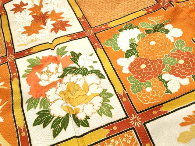 平和屋着物■豪華振袖 駒刺繍 天井花丸文 金通し地 金彩 正絹 逸品 DABF4769qa