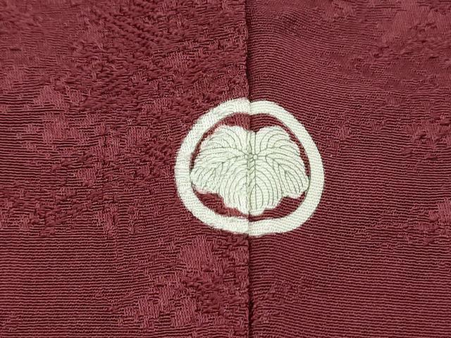 平和屋着物■上質な色無地 霞地紋 小豆色 正絹 逸品 DABF4778qa