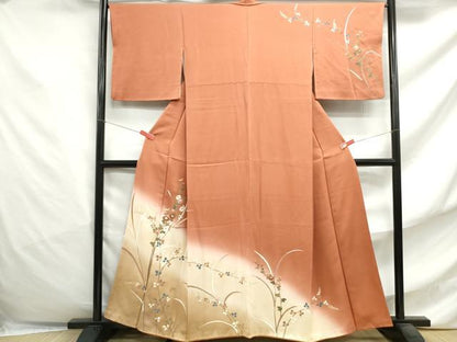 平和屋着物■訪問着 草花文 暈し染め 金銀彩 正絹 逸品 DABF4784qa