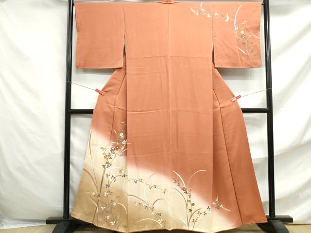 平和屋着物■訪問着 草花文 暈し染め 金銀彩 正絹 逸品 DABF4784qa