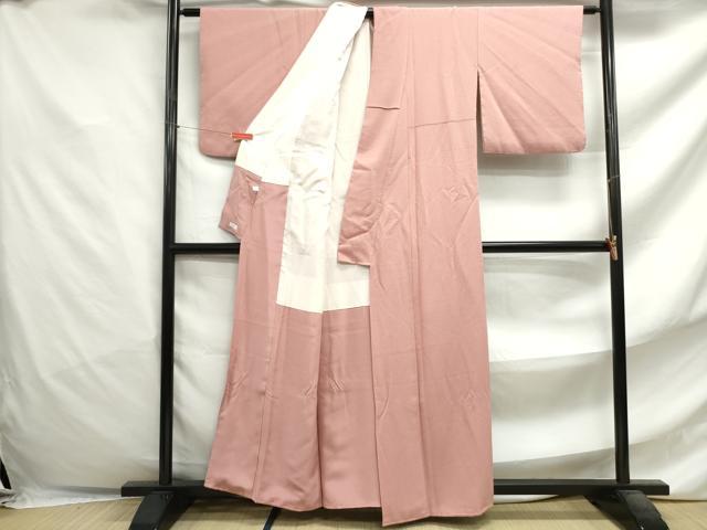 平和屋着物■上質な色無地 珊瑚色 正絹 逸品 DABF4791qa