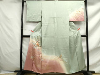 平和屋着物■訪問着 流水花車文 暈し染め 金彩 正絹 逸品 DABF4795qa