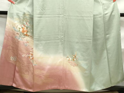 平和屋着物■訪問着 流水花車文 暈し染め 金彩 正絹 逸品 DABF4795qa