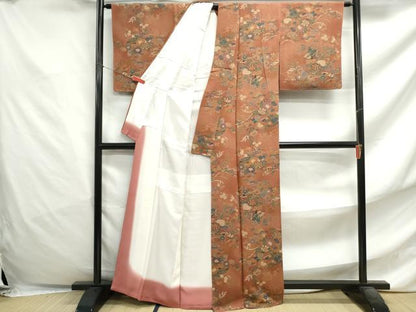 平和屋着物■上質な小紋 地紙草花文 鬼しぼ縮緬 正絹 逸品 DABF4800qa