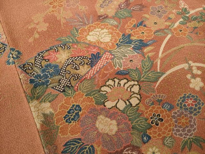平和屋着物■上質な小紋 地紙草花文 鬼しぼ縮緬 正絹 逸品 DABF4800qa