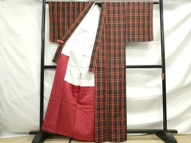 平和屋着物■本場縞大島紬 格子 正絹 逸品 DABF4802qa