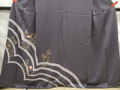 平和屋着物■訪問着　刺繍　絞り　草花文　金彩　正絹　逸品　DABF4805qa