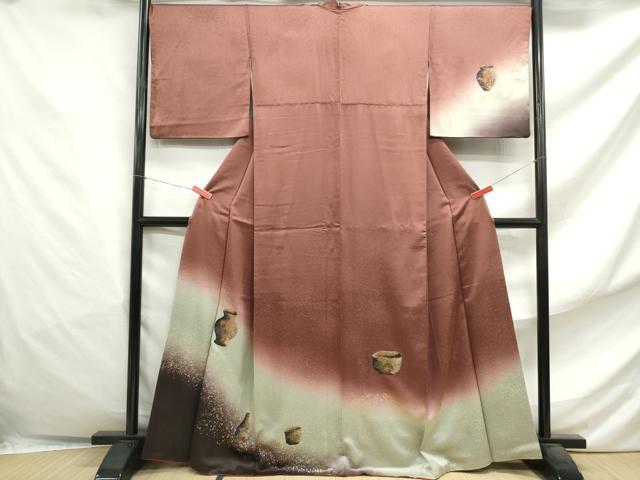 平和屋着物■訪問着　陶器文　暈し染め　金彩　正絹　逸品　DABF4820qa