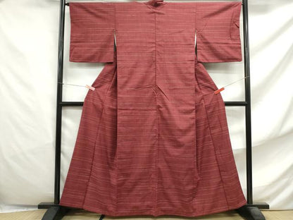 平和屋着物■上質な紬　横段文　正絹　逸品　DABF4822qa