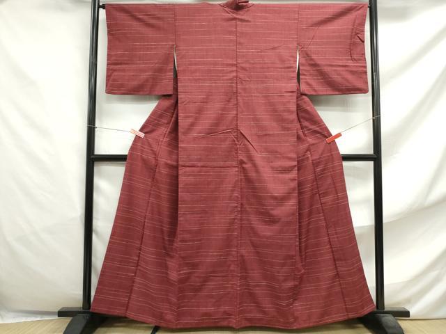 平和屋着物■上質な紬　横段文　正絹　逸品　DABF4822qa