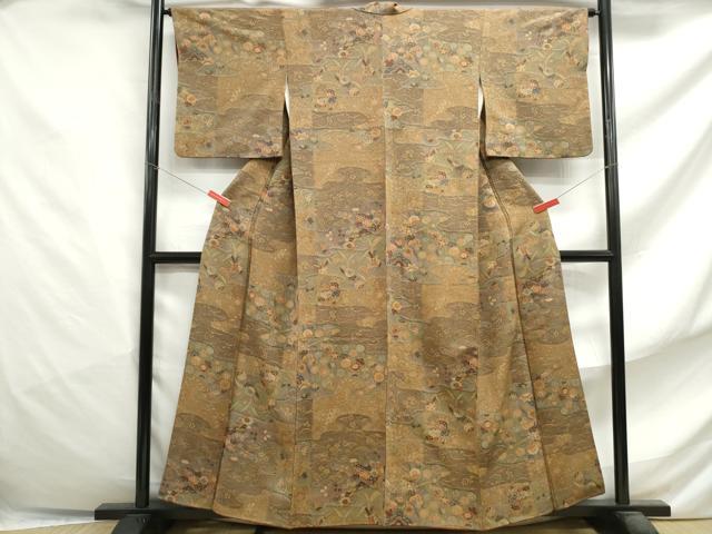 平和屋着物■上質な小紋　立波舞花文　金彩　正絹　逸品　DABF4824qa