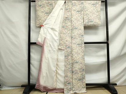 平和屋着物■上質な小紋　人物風景文　暈し染め　鬼しぼ縮緬　正絹　逸品　DABF4827qa