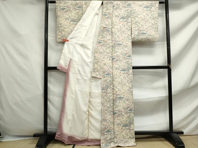 平和屋着物■上質な小紋　人物風景文　暈し染め　鬼しぼ縮緬　正絹　逸品　DABF4827qa