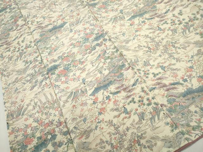 平和屋着物■上質な小紋　人物風景文　暈し染め　鬼しぼ縮緬　正絹　逸品　DABF4827qa