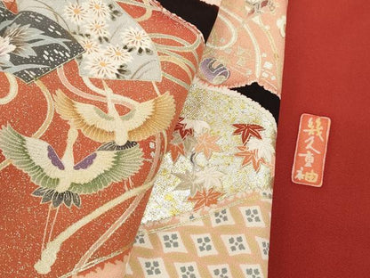 平和屋着物■豪華振袖　エ霞花鳥文　幾久重袖　暈し染め　金銀彩　正絹　逸品　DABF4831qa