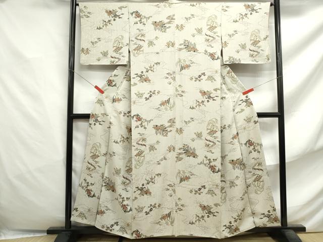 平和屋着物■上質な小紋　風景花文　正絹　逸品　DABF4837qa