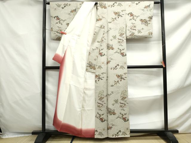 平和屋着物■上質な小紋　風景花文　正絹　逸品　DABF4837qa