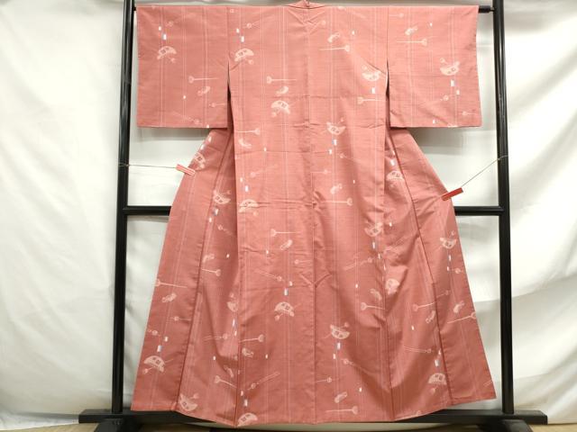平和屋着物■上質な紬　器物文　櫛　簪　正絹　逸品　DABF4847qa