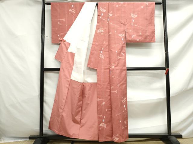 平和屋着物■上質な紬　器物文　櫛　簪　正絹　逸品　DABF4847qa