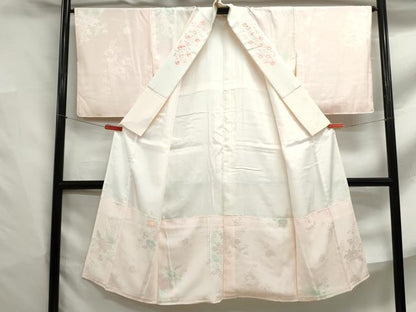 平和屋着物■長襦袢　袷　草花文　暈し染め　半衿刺繍　正絹　逸品　DABF4850qa